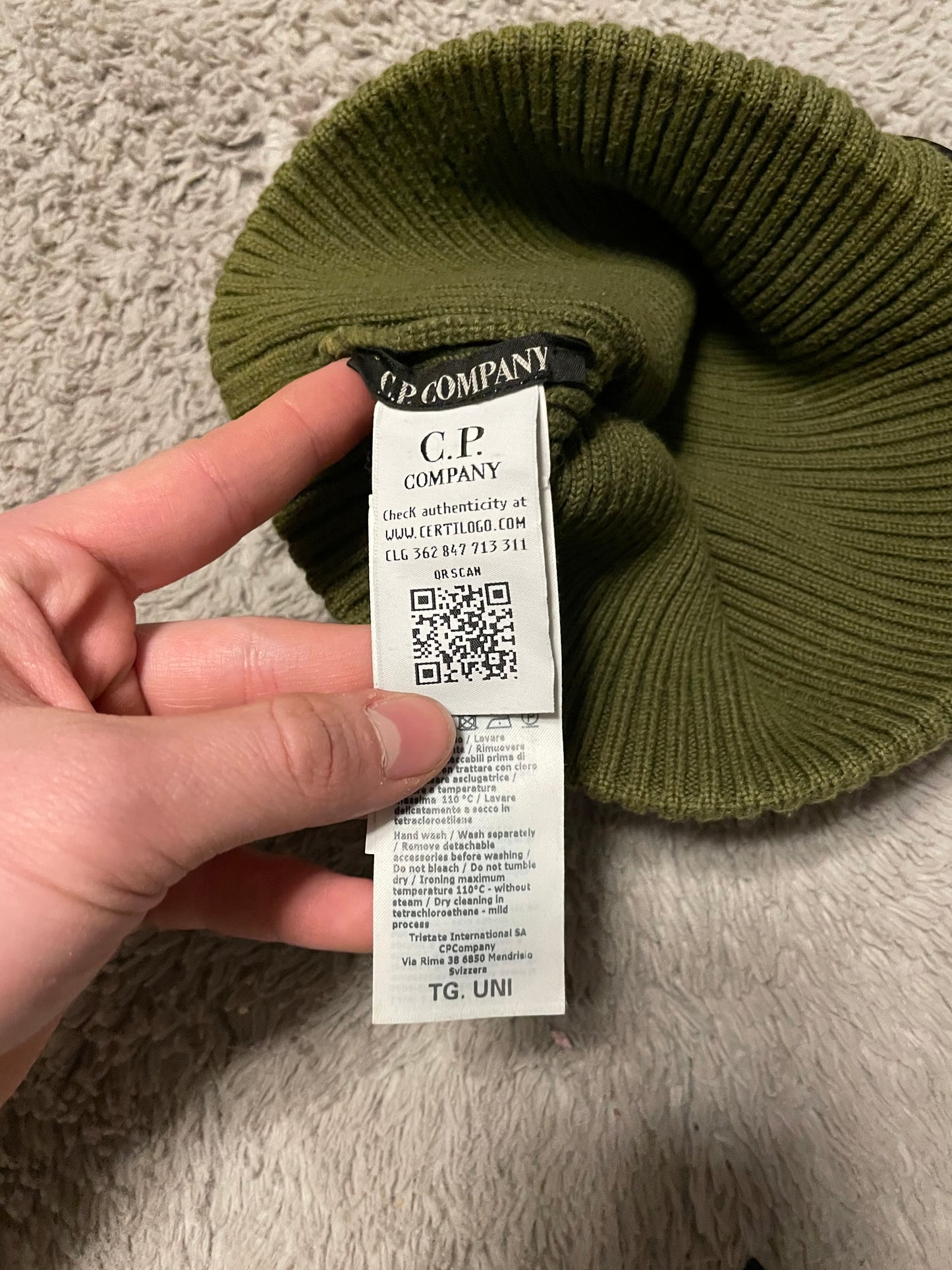 Cp Company Khaki Goggle Beanie