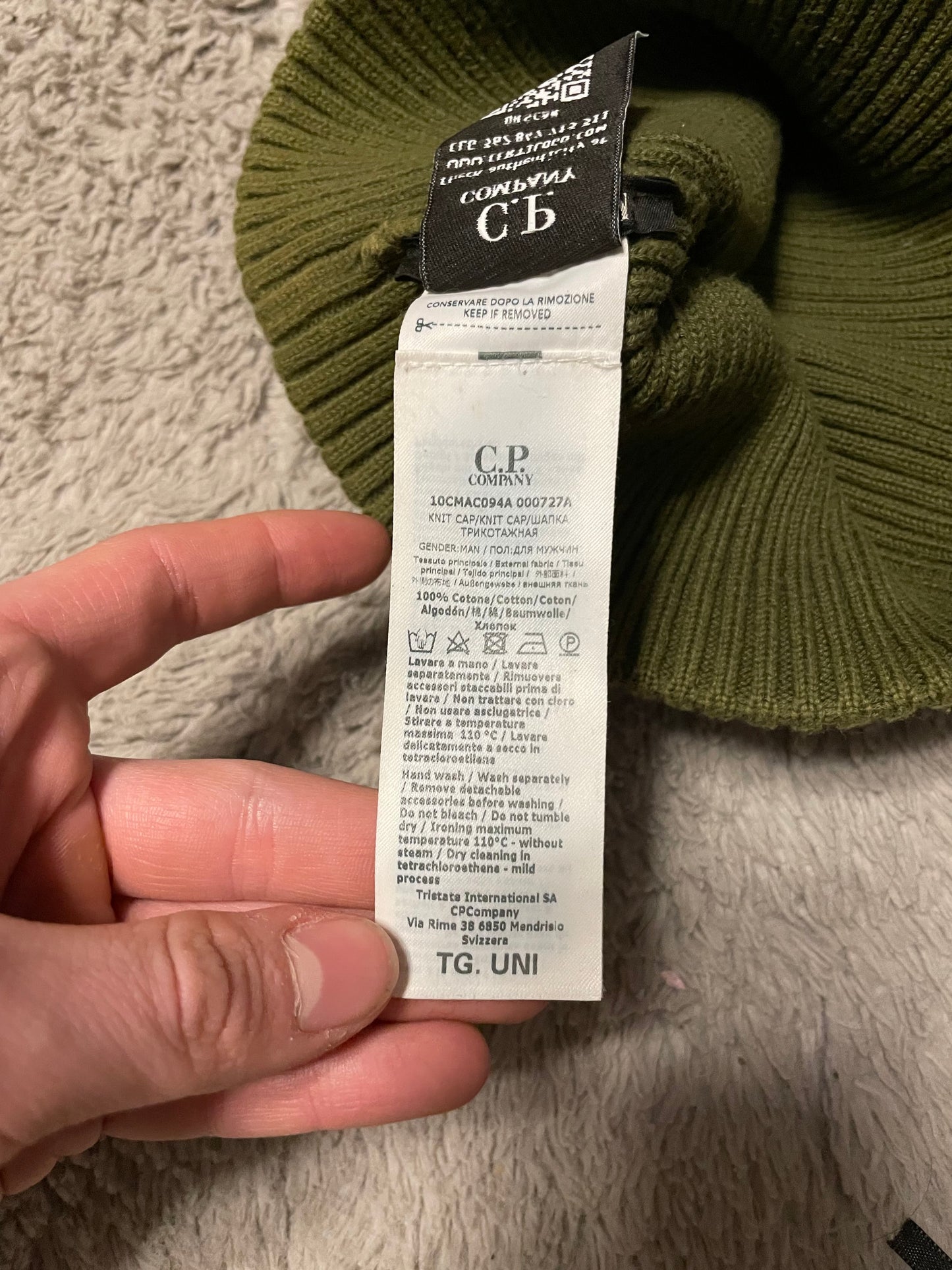 Cp Company Khaki Goggle Beanie